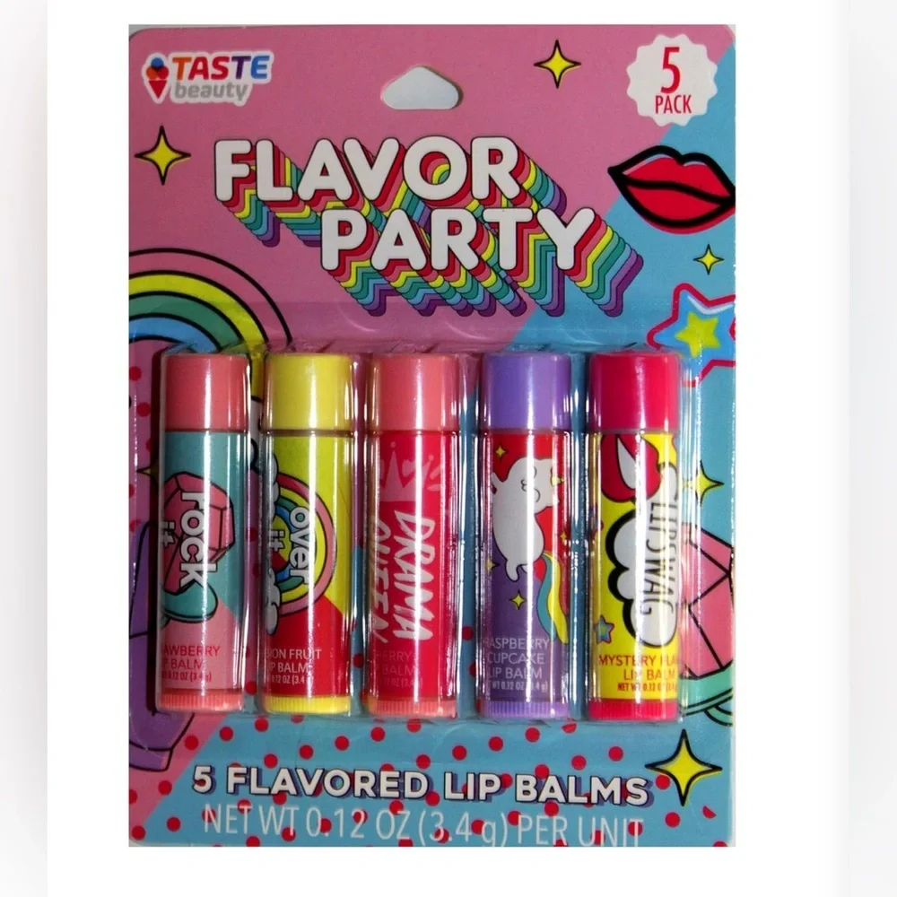 Taste Beauty Lip Balm 5 Tube Bundle Pack Flavor Party GREAT GIFT Set Brand‎ New